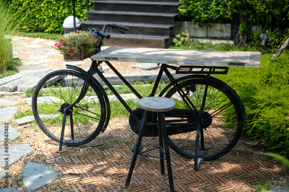Vintage Bicycle is parked in the Garden