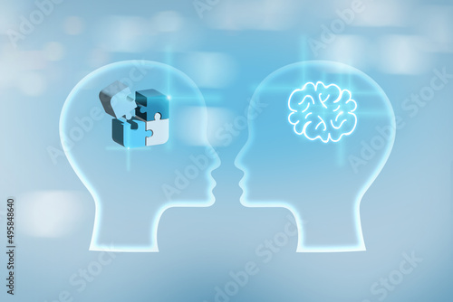 Wallpaper Mural Doctor working  mental health day brain  jigsaw puzzle pieces of a head Concept with mental health protection and care Torontodigital.ca