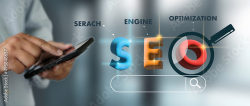 Digital marketing media website ad, email, social network, SEO Concept Searching Engine Optimizing