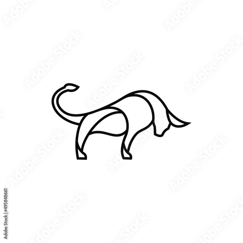 bull line art logo design icon vector illusrtration