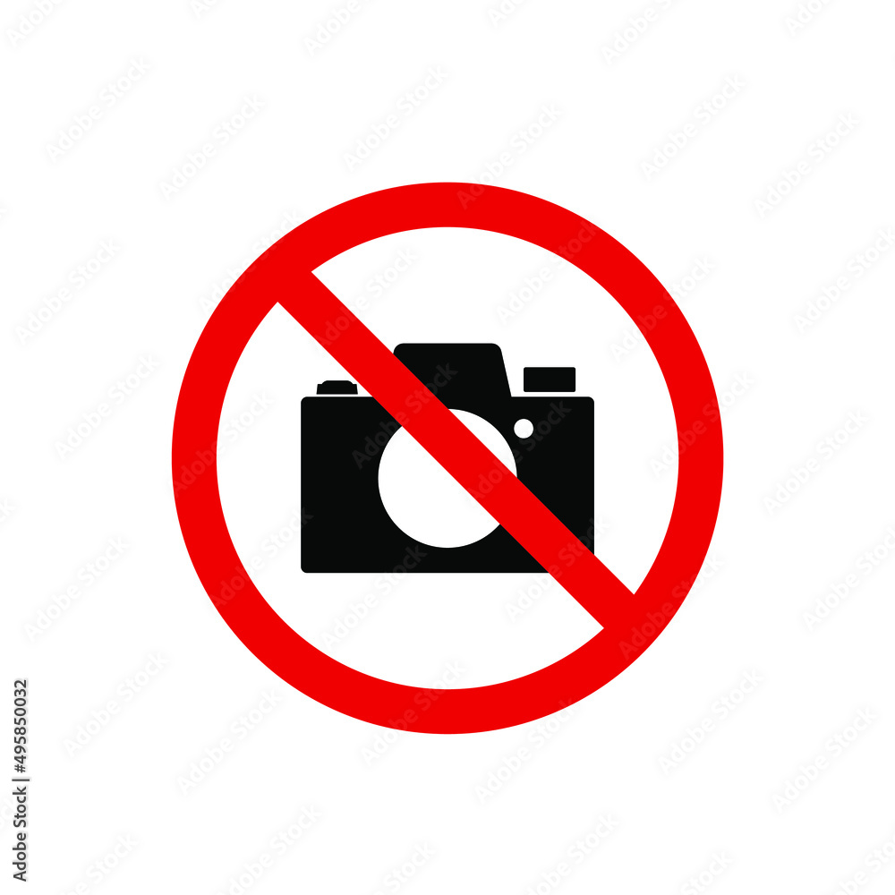 No camera icon design vector black and red color.Forbidden to bringing camera sign.No taking pictures symbol. No camera icon design vector black and red color.Forbidden to bringing camera sign.No taking pictures symbol.