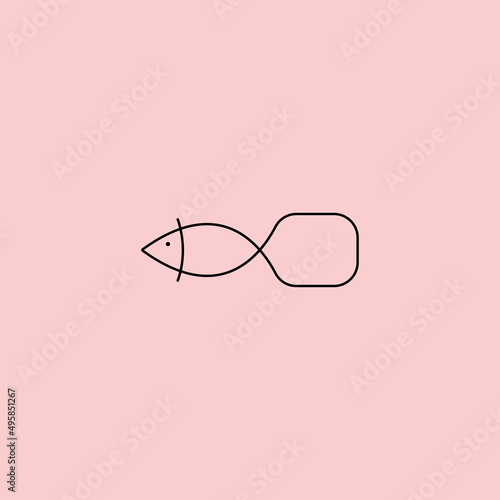 fish logo line art minimalist icon vector illustration design