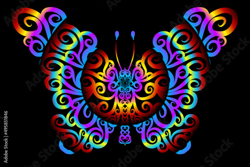 Beautiful gradient colour butterfly design  illustration for wallpaper background ads clothing or logo