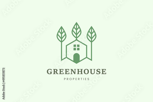 Home and leaf tree logo template for property or real estate business