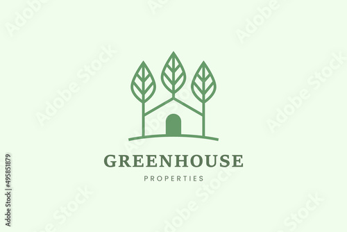 Home and leaf tree logo template for property or apartment business