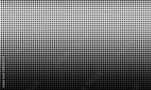 Halftone Polka dots seamless pattern. Abstract black white dotted geometric texture with different circles in cross figure. Monochrome background gradient transition effect. Repeat tileable design.