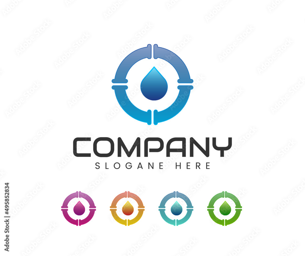 Circle Plumbing logo template design. Water logo template design. Water logo with modern frame vector design Circle Plumbing logo template design. Water logo template design. Water logo with modern frame vector design