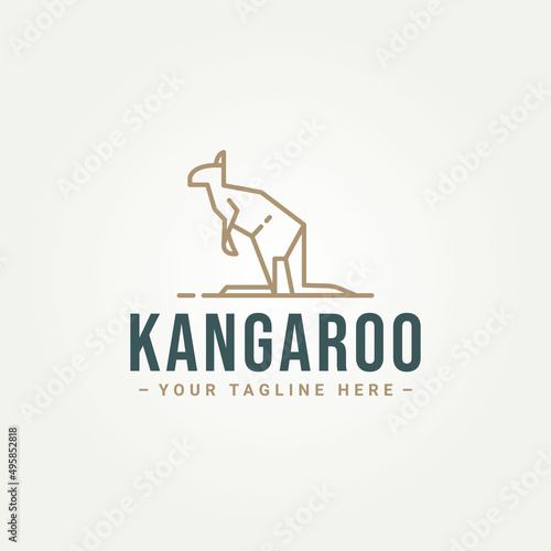 australian kangaroo wallaby simple minimalist line art logo icon template vector illustration design
