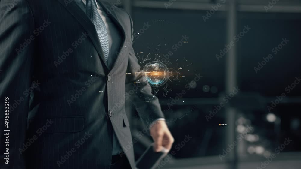Businessman with Nft Metaverse hologram concept Businessman with Nft Metaverse hologram concept