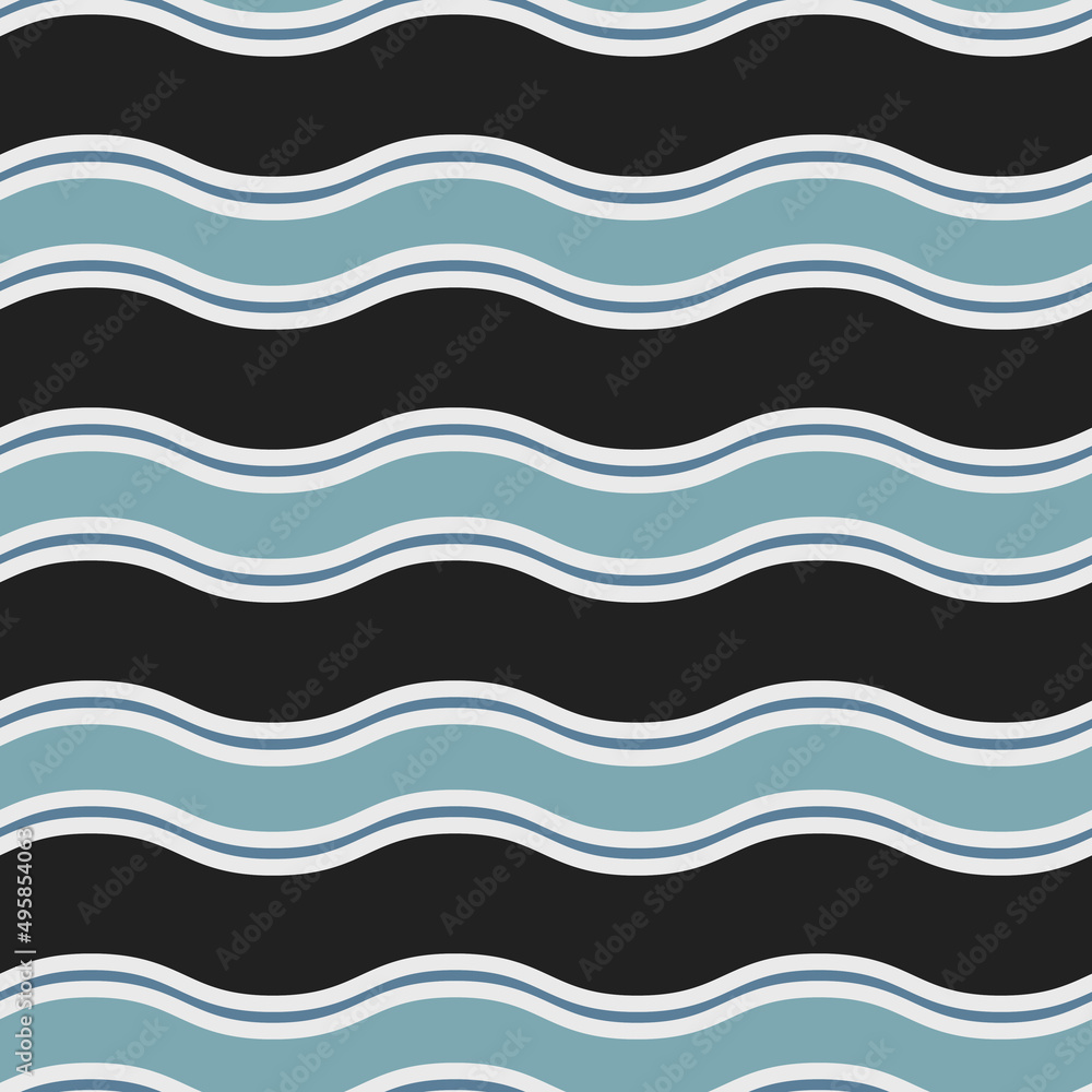 Black and blue waves. Vector with seamless wavy stripes. Black and blue waves. Vector with seamless wavy stripes.
