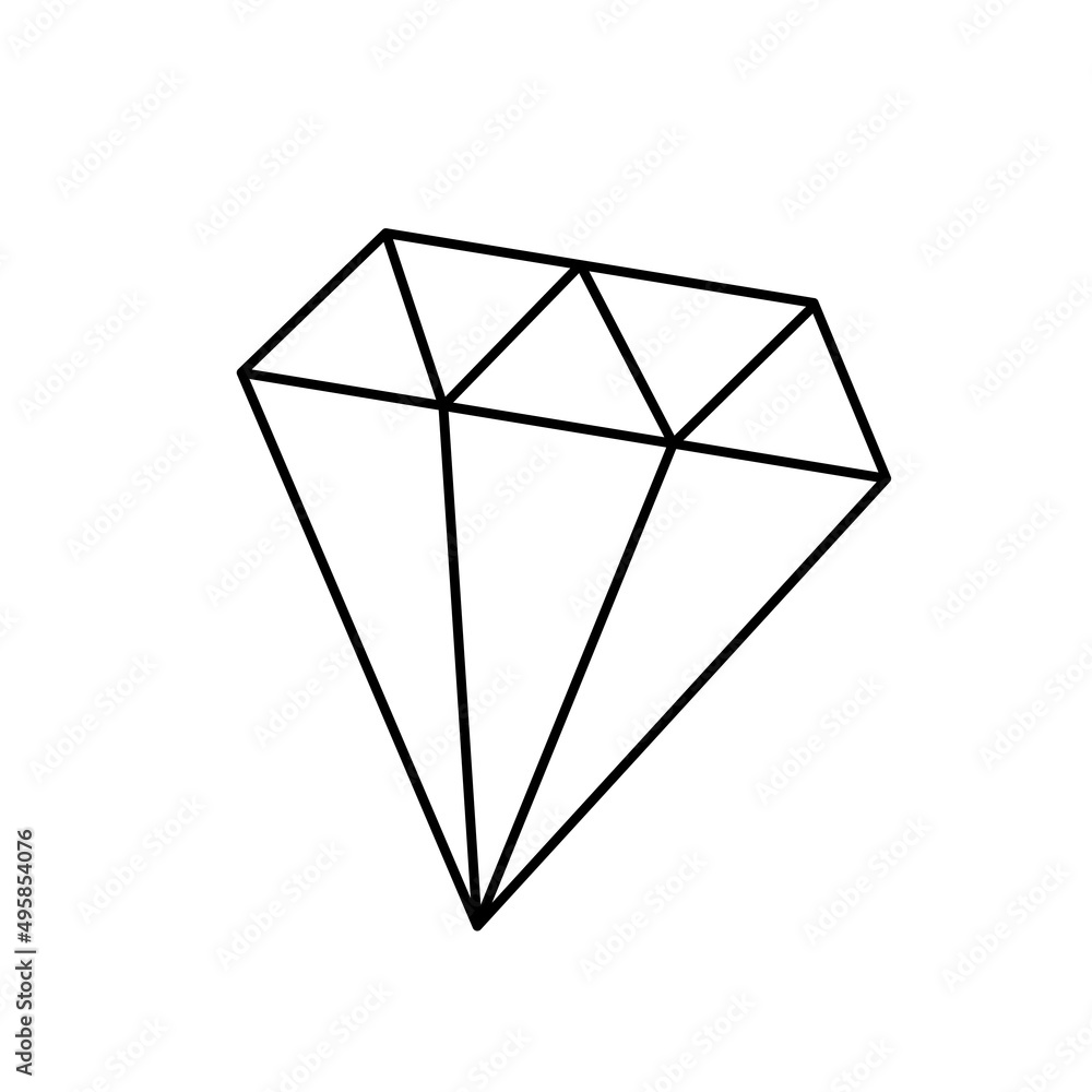 Contour black-and-white drawing of a cut diamond. Vector illustration. Coloring page. Contour black-and-white drawing of a cut diamond. Vector illustration. Coloring page.