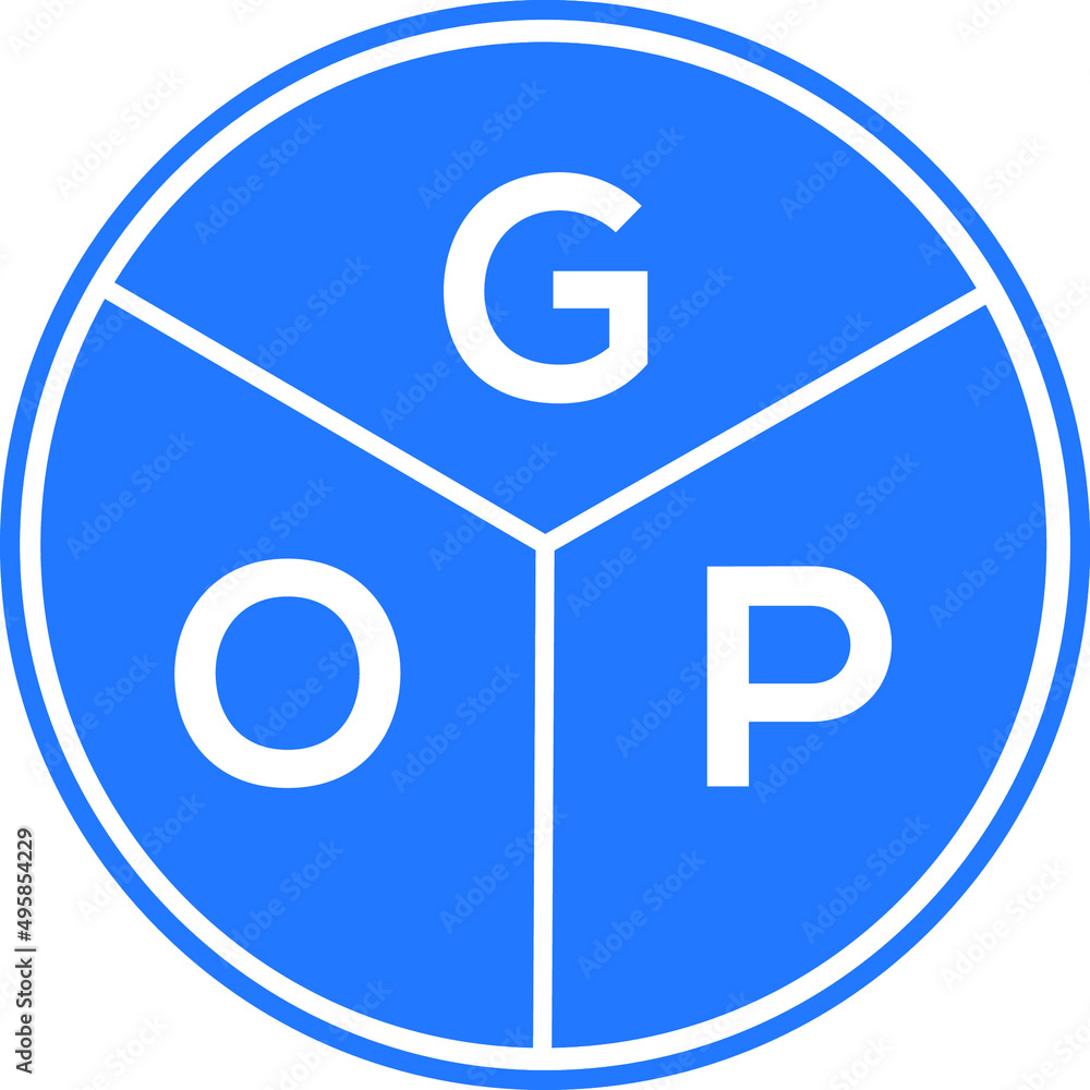 GOP letter logo design on white background. GOP creative circle letter logo concept. GOP letter design. GOP letter logo design on white background. GOP creative circle letter logo concept. GOP letter design.
