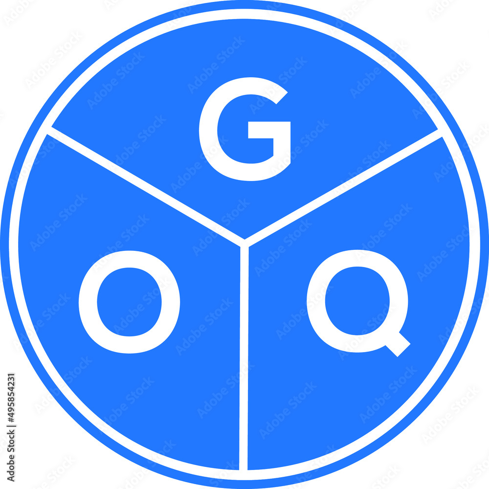 GOQ letter logo design on white background. GOQ creative circle letter logo concept. GOQ letter design. GOQ letter logo design on white background. GOQ creative circle letter logo concept. GOQ letter design.