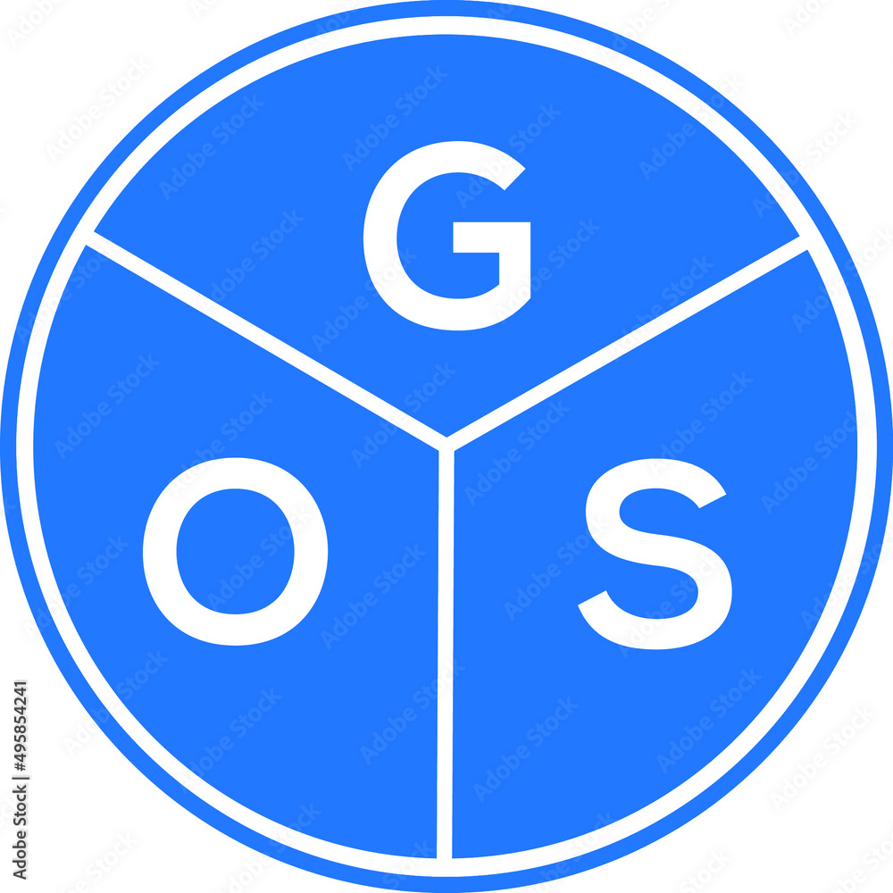GOS letter logo design on white background. GOS creative circle letter logo concept. GOS letter design. GOS letter logo design on white background. GOS creative circle letter logo concept. GOS letter design.