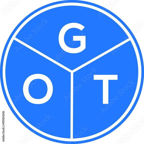 GOT letter logo design on white background. GOT  creative circle letter logo concept. GOT letter design.