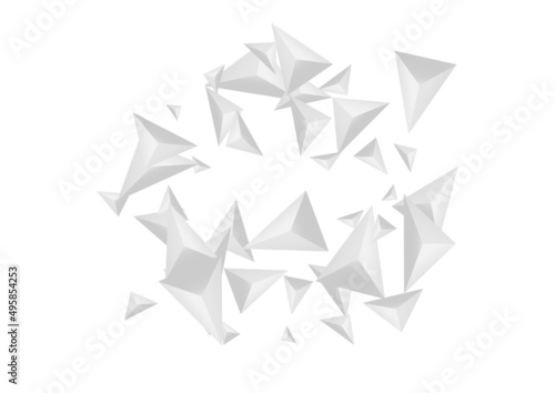 Fototapeta Naklejka Na Ścianę i Meble -  Silver Triangle Background White Vector. Crystal Creative Tile. Hoar Paper Texture. Fractal Technology. Grizzly Element Banner.