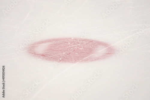 Ice hockey rink red face off point details texture.