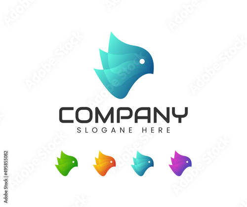 Modern bird logo design vector template. Logo Bird Flying to abstract icon. Universal premium falcon wing symbol logotype. photo