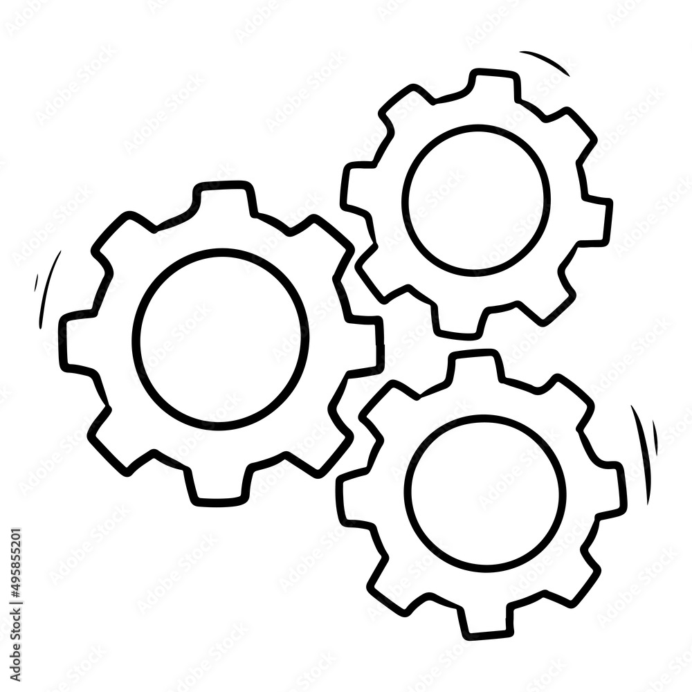 Hand drawn gear set. Doodle sketch style Concept of business idea. vector illustration. Hand drawn gear set. Doodle sketch style Concept of business idea. vector illustration.