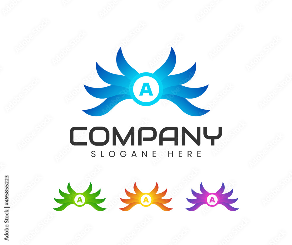 Initial letter a with wings logo design. Wings design element, initial Letter A logo Icon, Initial Logo Template Initial letter a with wings logo design. Wings design element, initial Letter A logo Icon, Initial Logo Template