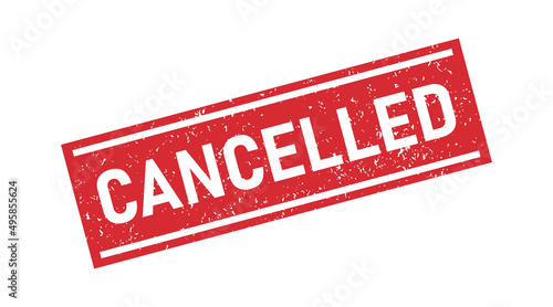 Grunge red cancelled word rubber stamp. Cancel sign sticker. Grunge vintage square label. Vector illustration isolated on white background.