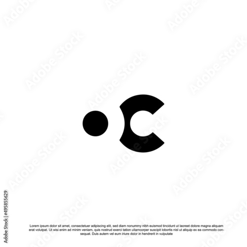 Letter OC line logo design. Linear creative minimal monochrome monogram symbol.	 photo