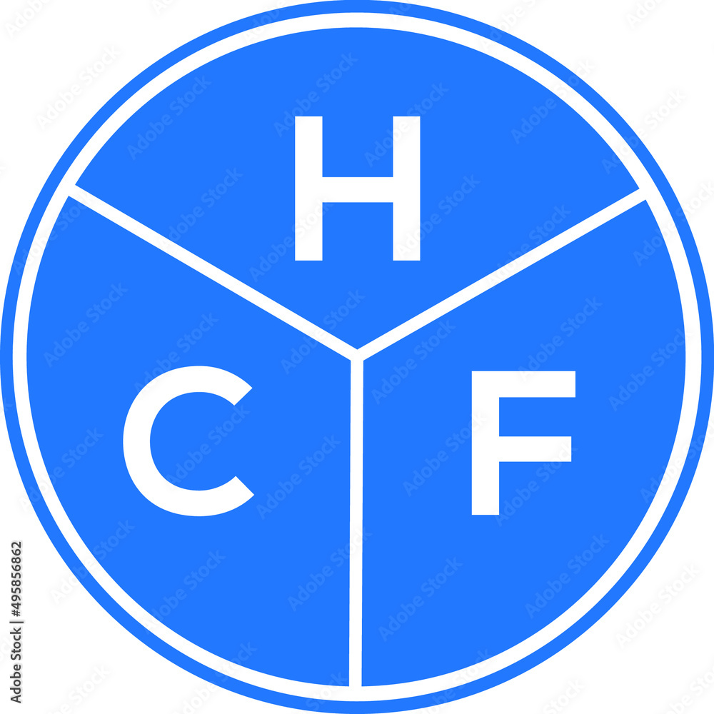 HCF letter logo design on white background. HCF creative circle letter logo concept. HCF letter design. HCF letter logo design on white background. HCF creative circle letter logo concept. HCF letter design.