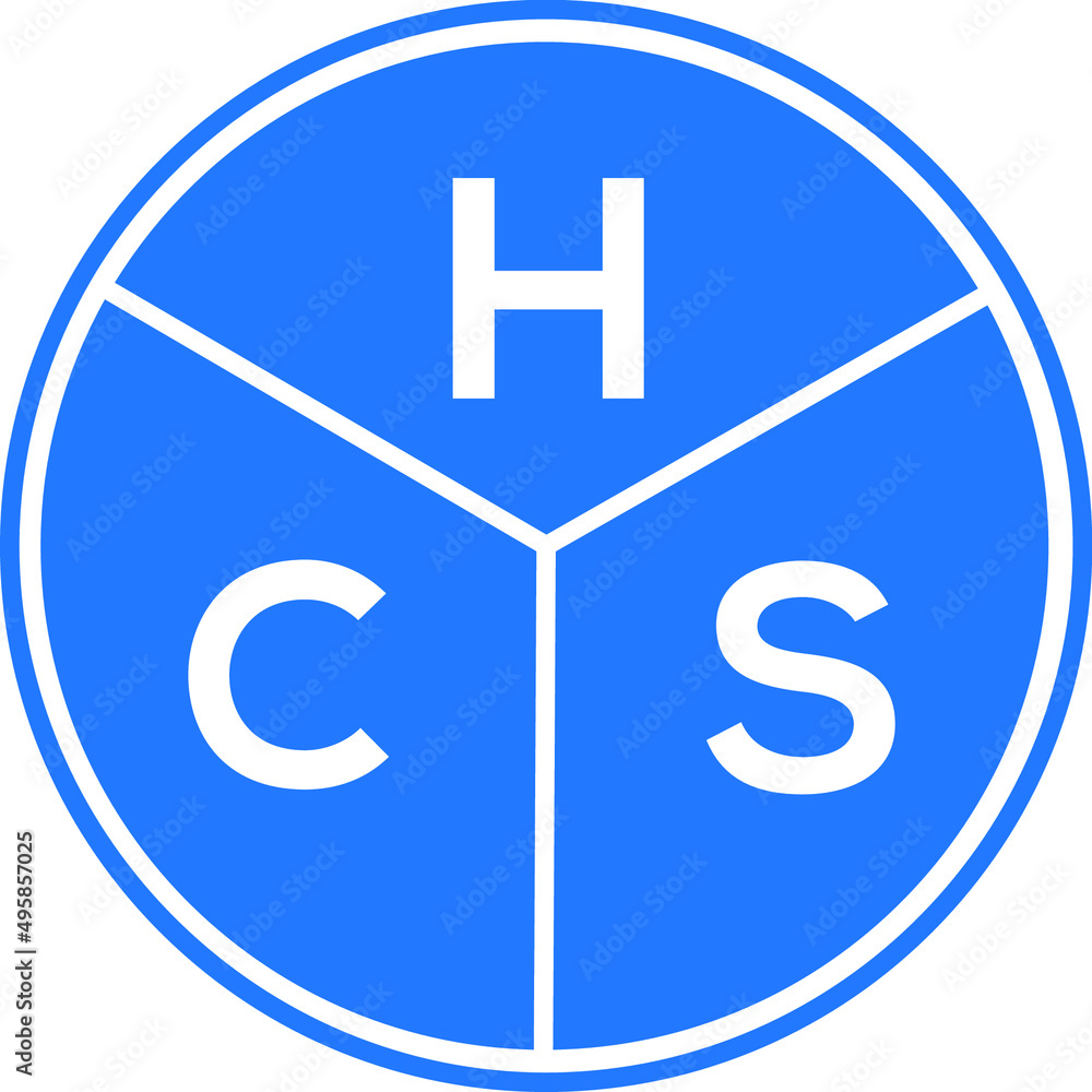 Fototapeta premium HCS letter logo design on white background. HCS creative circle letter logo concept. HCS letter design.