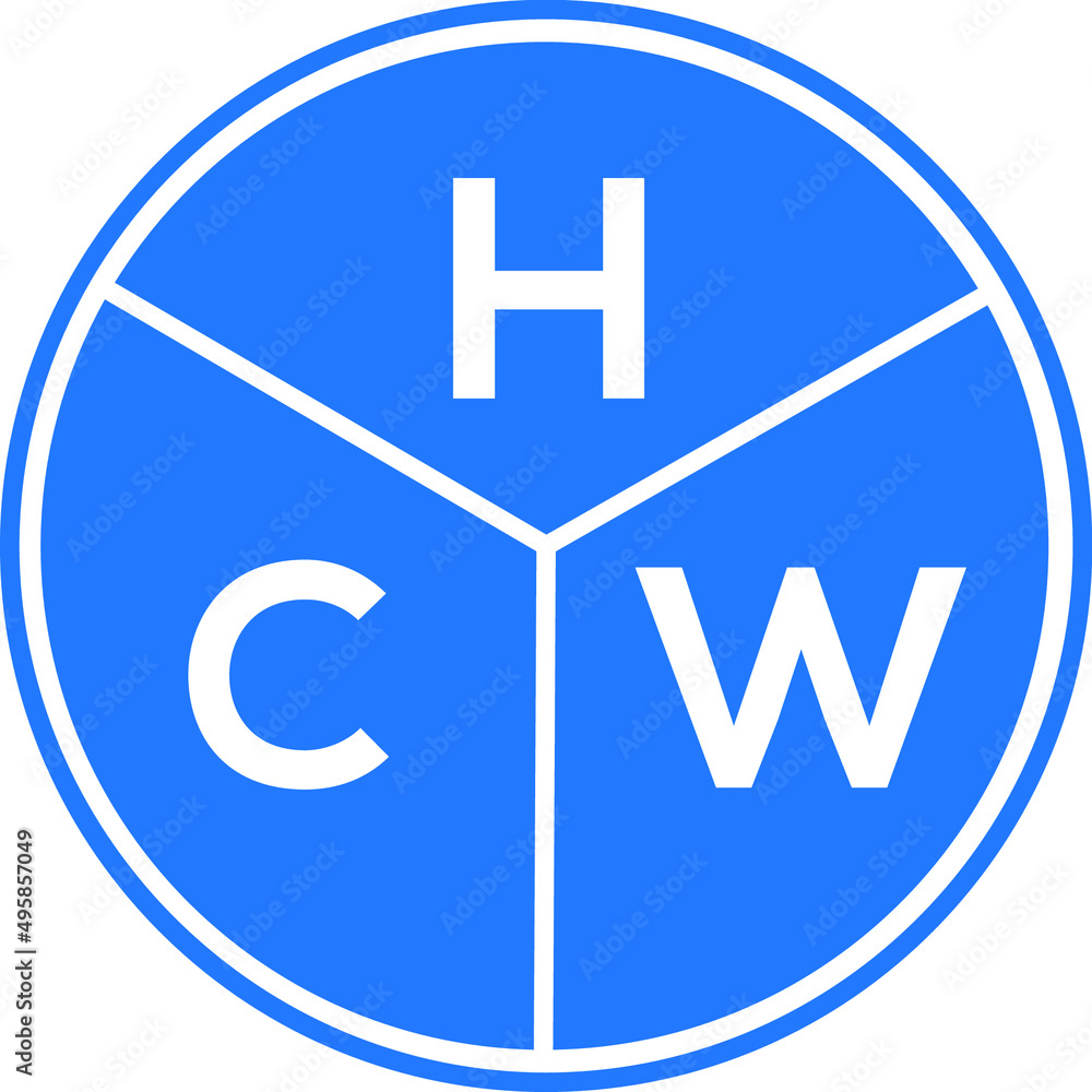 HCW letter logo design on white background. HCW creative circle letter logo concept. HCW letter design. HCW letter logo design on white background. HCW creative circle letter logo concept. HCW letter design.