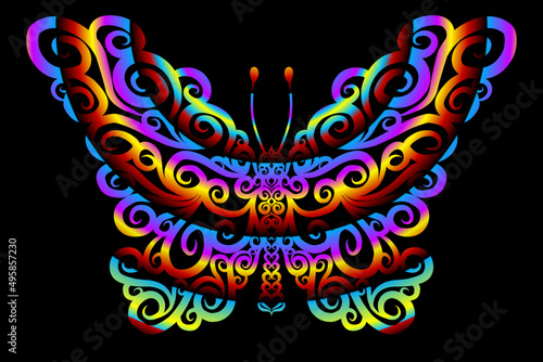 Beautiful gradient colour butterfly design  illustration for wallpaper background ads clothing or logo