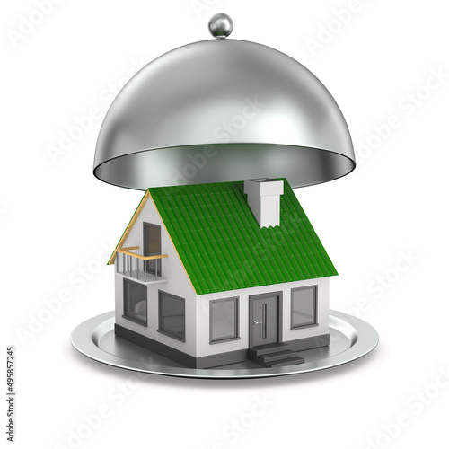 open metallic cloche and ho...