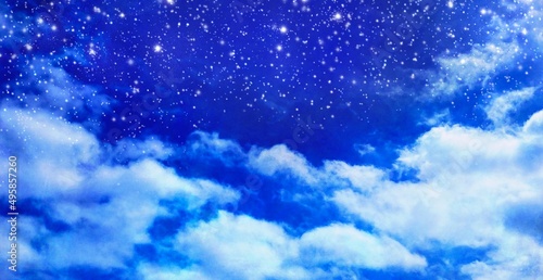 雲と星空 鮮やかな青 背景 素材