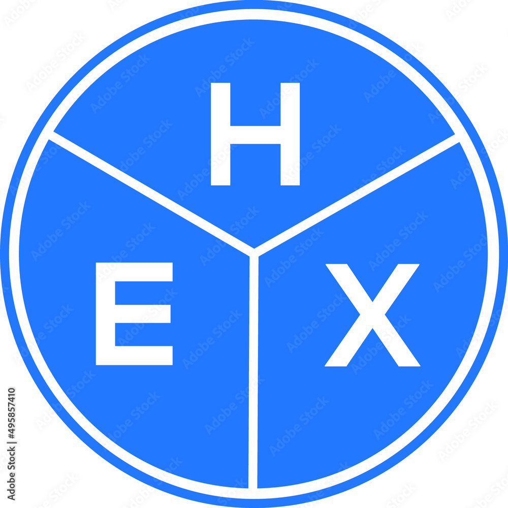 Fototapeta premium HEX letter logo design on white background. HEX creative circle letter logo concept. HEX letter design.