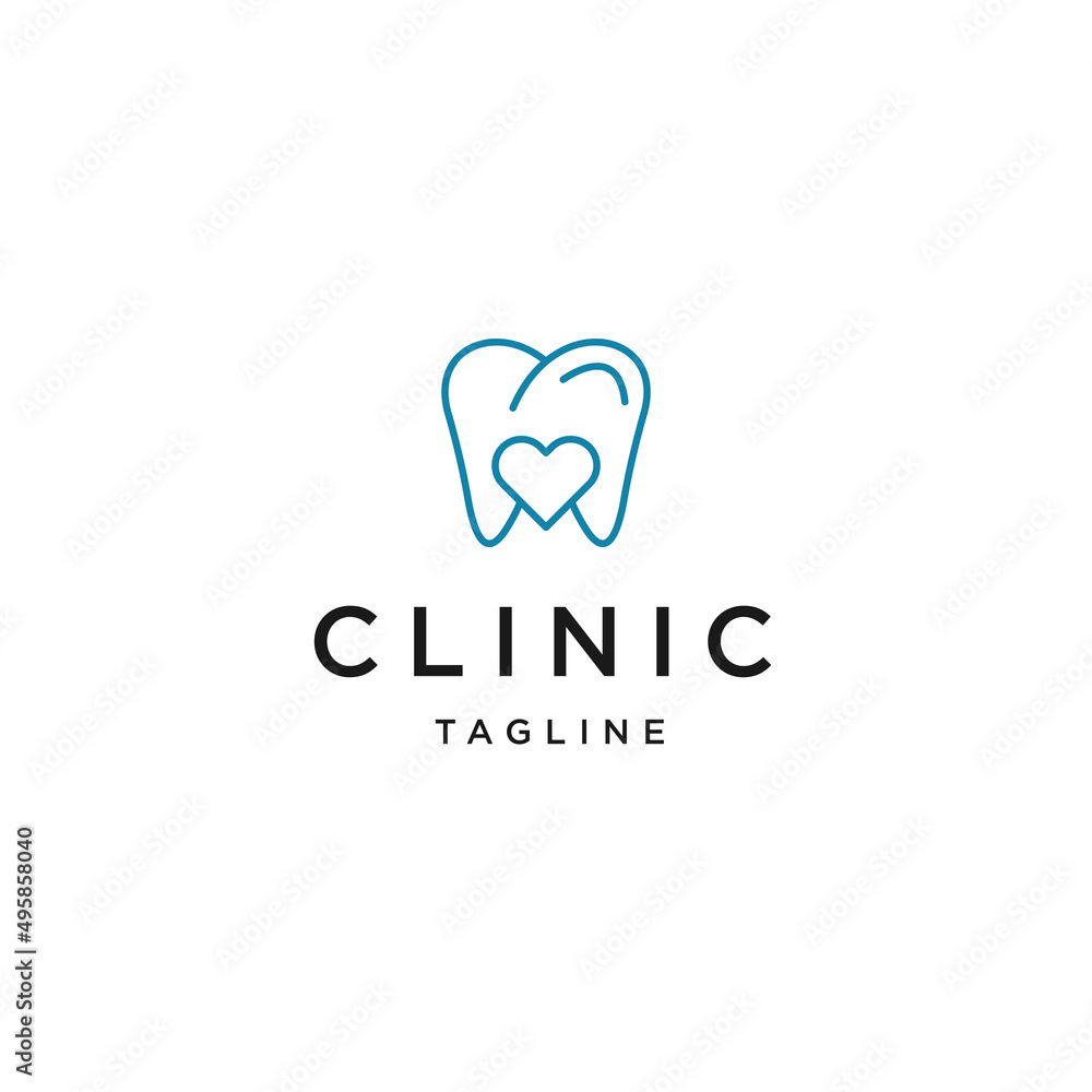 Dental of love clinic line logo icon design template