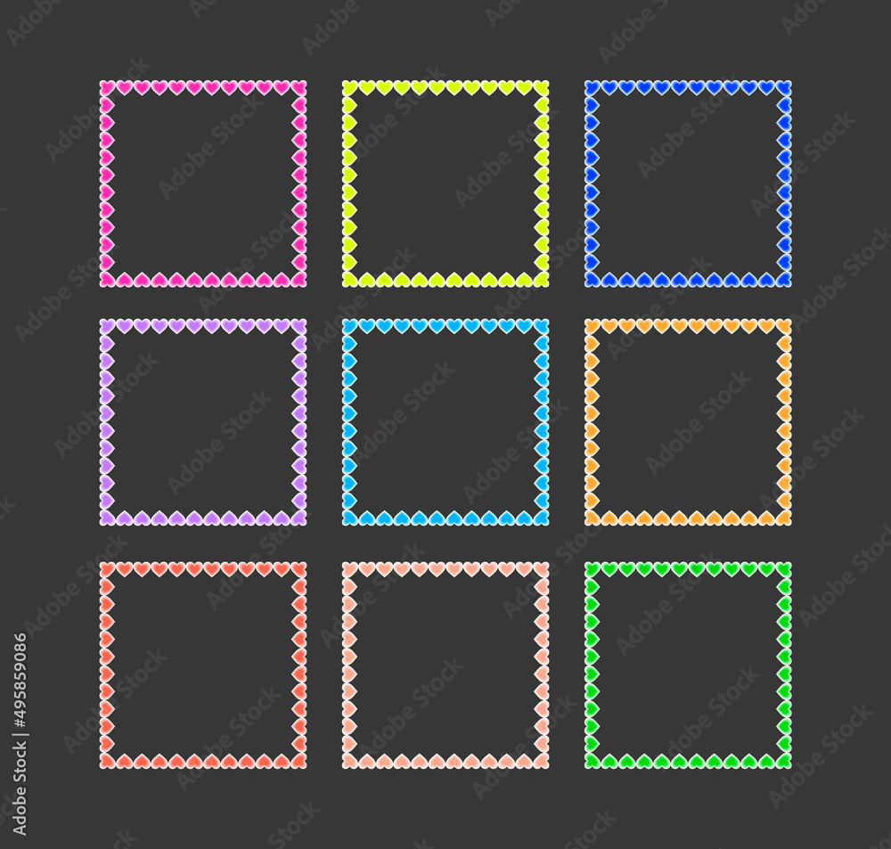 Set square retro geometric frames with hearts
Set square retro geometric frames with hearts