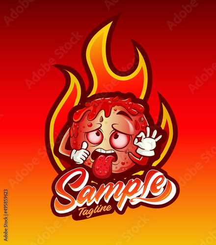 mascot sauce hot meatball food cartoon character