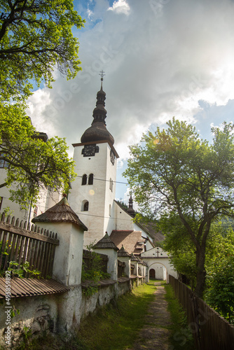 Beautiful historic church in the Spania Dolina village.  Slovakia, Europe. 