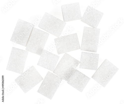 Natural white sugar cubes isolated on white background © Илья Подопригоров