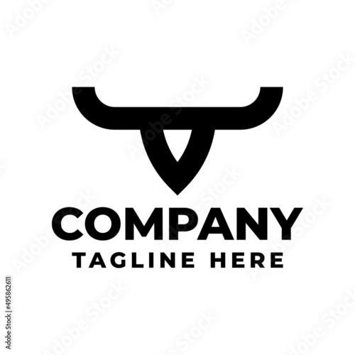 simple and minimal bull logo design