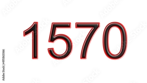 red 1570 number 3d effect white background