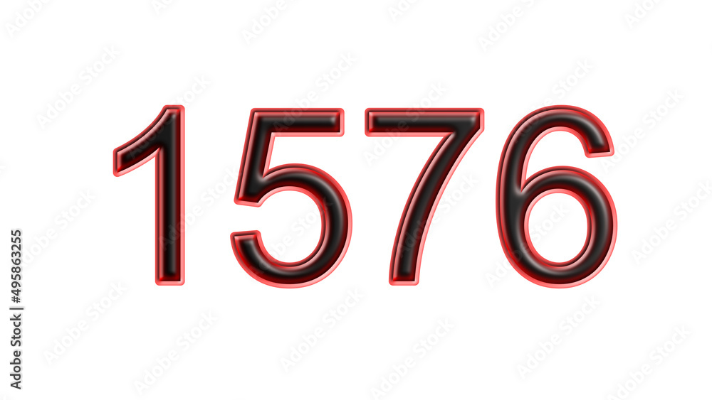 red 1576 number 3d effect white background red 1576 number 3d effect white background