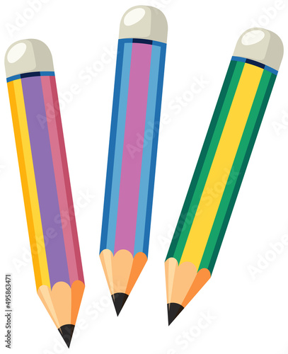Set of pencils with different color sticks