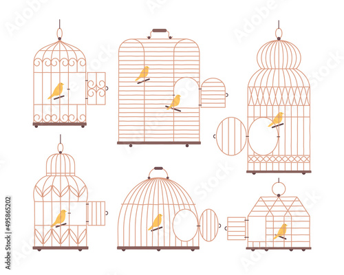 Valokuvatapetti Vintage bird cage set