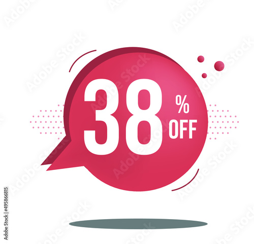 Discount banner for sales. 38 percent off on red balloon.