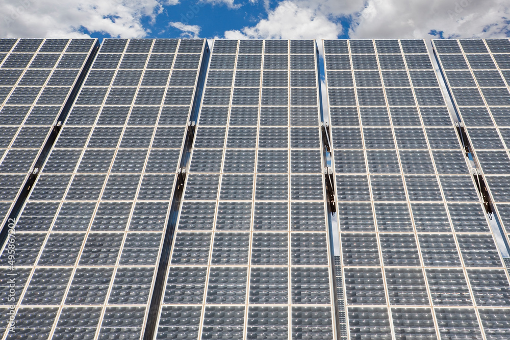 Large Solar Panels set up at angle. Large Solar Panels set up at angle.