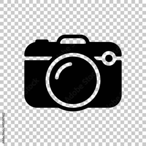 Photo camera, simple digital icon. Black symbol on transparent background