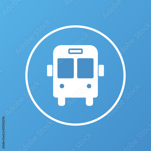 Bus stop symbol vector. Bus stop post vector flat material design object. Isolated illustration on blue background.