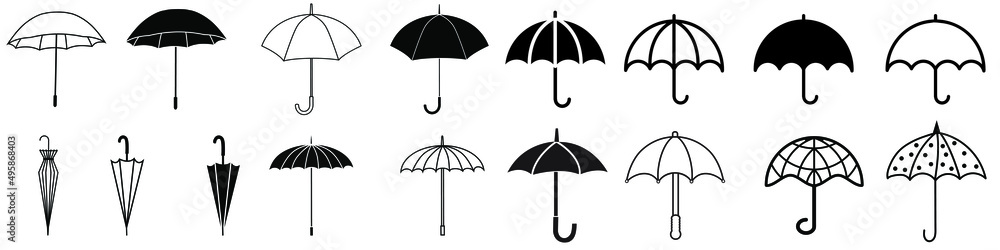 Umbrella icon vector set. rain illustration sign collection. weather symbol or logo.
 - obrazy, fototapety, plakaty 