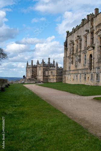 Blue, cloudy skies at Bolsover Castle in Derbyshire, UK