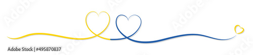 Hearts for Ukraine in blue and yellow hand drawn